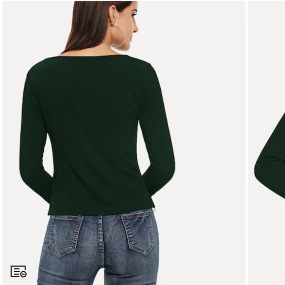 Laser cut tee in bottle green - Picture 3 of 4